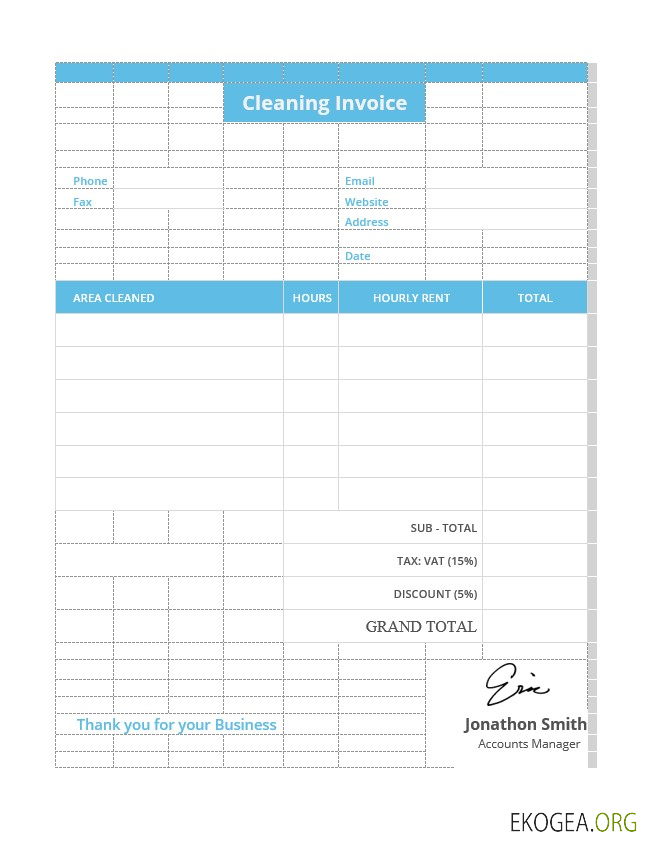 Exemple de modèle de facture de nettoyage